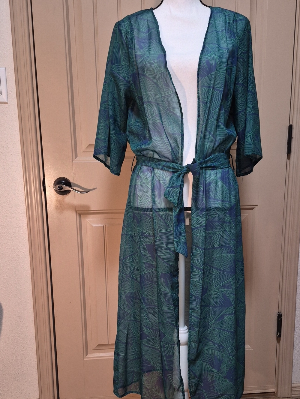 S Sheer Green Robe Swim Suit Cover up